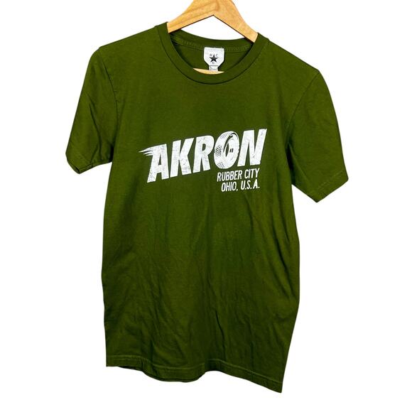 Men's Akron Ohio RCC Rubber City USA Clothing Tires T-Shirt - Green - Small - Picture 1 of 5